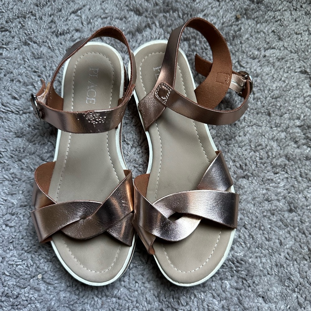 Metallic Sandals with Ankle Strap
